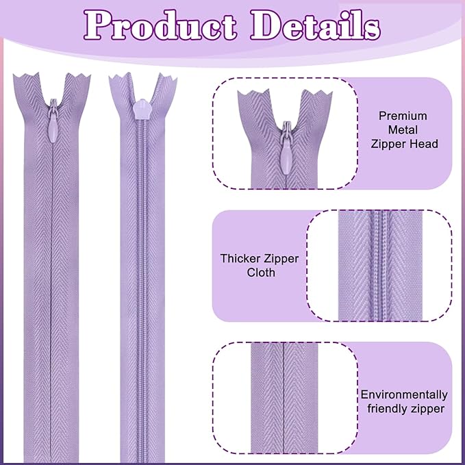 Invisible Zipper, DOITEM 45pcs 6 Inch 8 Inch 10 Inch 12 Inch Invisible Multicolor Nylon Coil Zippers for Sewing and Crafts 15 Colors
