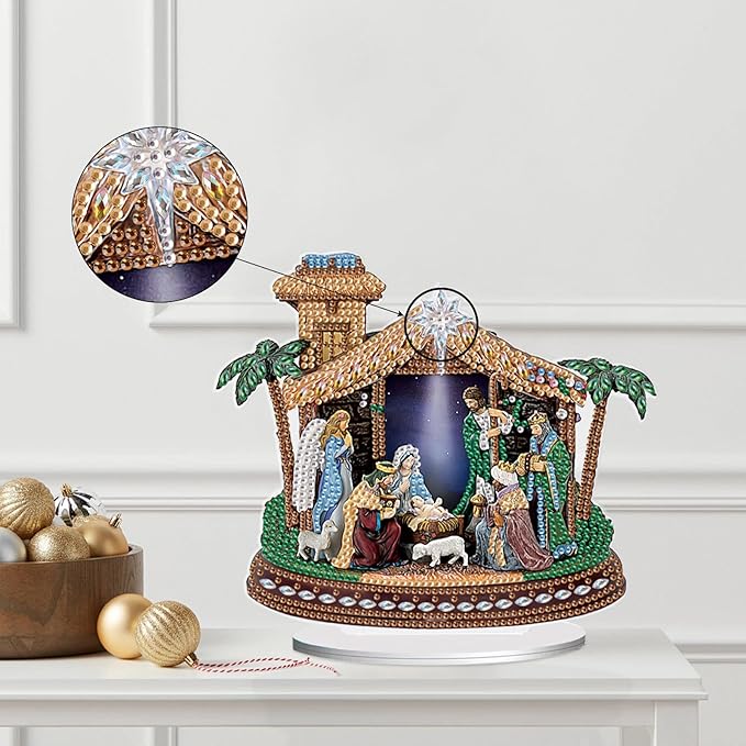 Tontut Diamond Painting Desktop Decorations for Religious Family Gatherings 5D DIY Special Diamond Art Decoration Set for Adults, Office Desktop or Christmas Holiday Display Crafts