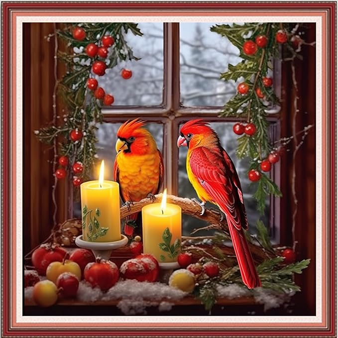 Foxdiviy Stamped Cross Stitch Kits Full Range of Embroidery Needlework Starter Kits for Beginners Adults 11CT Embroidery Patterns Art Crafts DIY Needlepoint Kits-Parrot Lovers 18x18 inch