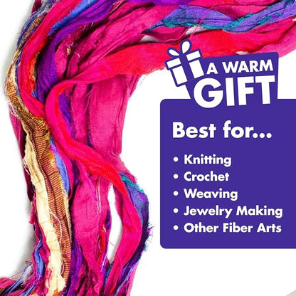 DARN GOOD YARN Recycled Sari Silk Ribbon Yarn “at The Bahamas” Dyeable 100 Grams, 50 Yards, 1 Skein Handmade one of a Kind