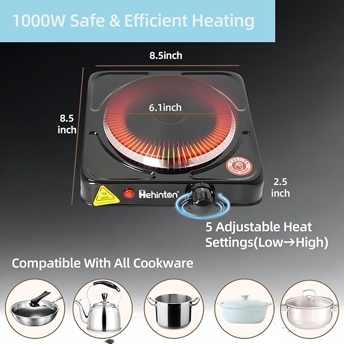 Professional Double Boiler Pot 1200ML/40.6OZ, 304 Stainless Steel Chocolate Melting Pot with 1000W Electric Hot Plate, Multi-Functions Warming Melting Pots for Wax Soap Base Candy Cheese Butter