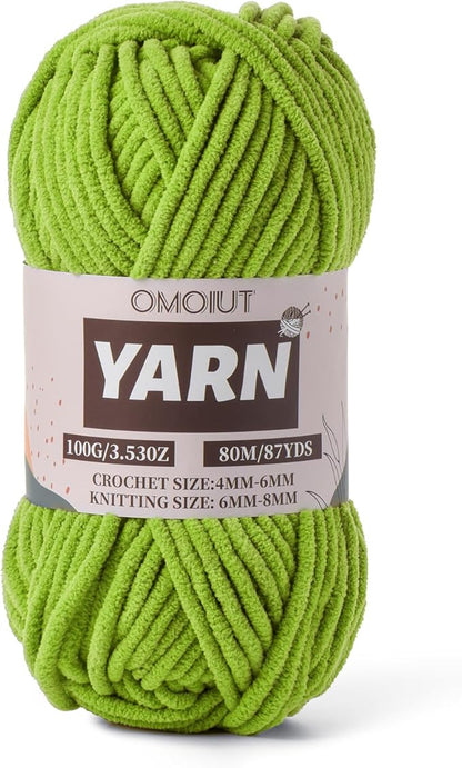Lime Green Fluffy Chenille Yarn for Crocheting - Baby Yarn for Crocheting Soft Blanket - (100g/87.4yds) Crochet Amigurumi Chunky Yarns - Velvet Worsted Weight Yarns 5