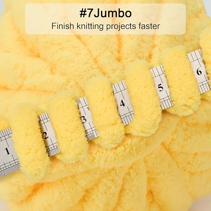ERLYEEN Chenille Chunky Yarn Super Bulky Soft Thick Fluffy Jumbo Giant Washable Polyester Big Yarn DIY for Arm Knit Blanket Cushion Bed Sofa Home Decor,Yellow,4.4LB