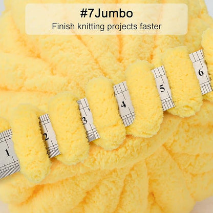 ERLYEEN Chenille Chunky Yarn Super Bulky Soft Thick Fluffy Jumbo Giant Washable Polyester Big Yarn DIY for Arm Knit Blanket Cushion Bed Sofa Home Decor,Yellow,2.2LB