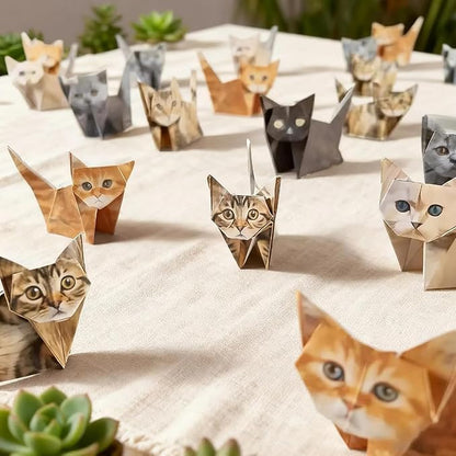 TOSKFJ Treayes 3D Cat Origami Paper, 50 Sheets DIY Craft Paper for Eveyrone, Fun Creative Art Project, Cute Desk Decor & Gift for Cat Lovers