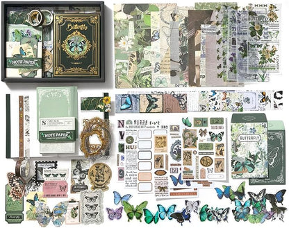 Diuhofart Scrapbook Kits for Adults Women, Aesthetic Stationery Scrap Booking Supples Kit with A6 Grid Notebook for Junk Journal Supplies, DIY Paper Craft Art Materials - Image 3