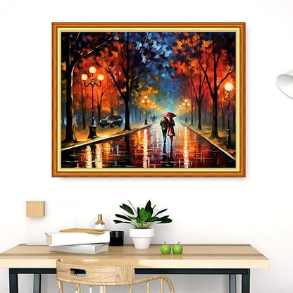 Dimensean Stamped Cross Stitch Kits Full Range of Embroidery Patterns Starter Kits for Beginners Adult DIY Cross Stitches Needlepoint Kits 11CT-Strolling Night Scenery 16x20 inch
