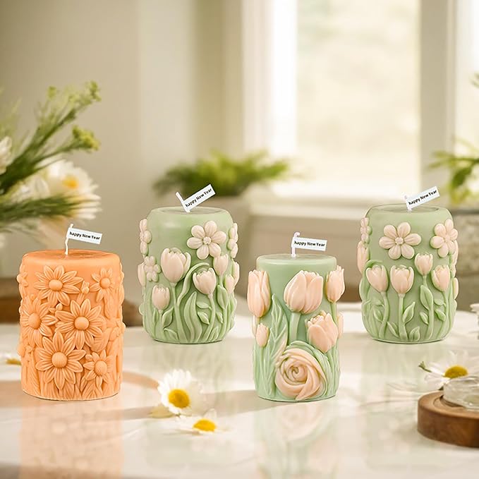 Tulip Flower Cylinder Flower Resin Mold - Resin Casting Silicone Molds for Home Decor & Candle Making Wave Spiral Mold