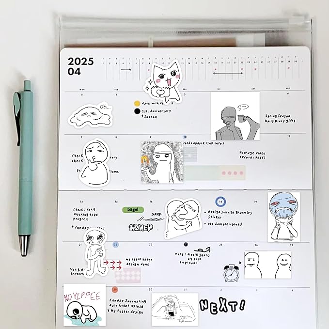 PRSTINCOL Meme Sticker Book, 30 Sheets 460+ Pcs, Black and White Funny Meme Stickers for Adults and Teens, Die Cut Vinyl Stickers for Journaling Scrapbooking DIY