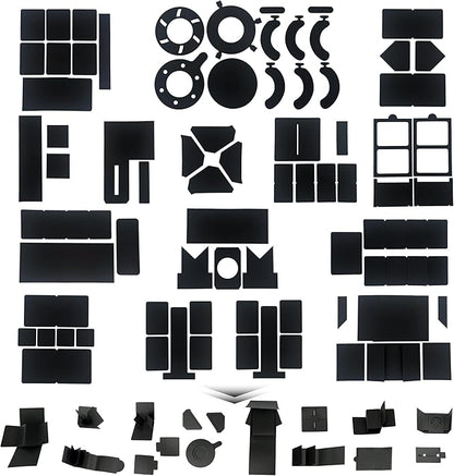 Ranxu 3D Scrapbook Kit for Photo Album, 16 Sets Handmade Scrapbook Album Materials, DIY Photo Album for Wedding, Baby, Family, Travel, Anniversary & Birthday Gift(Material Kit-Black)