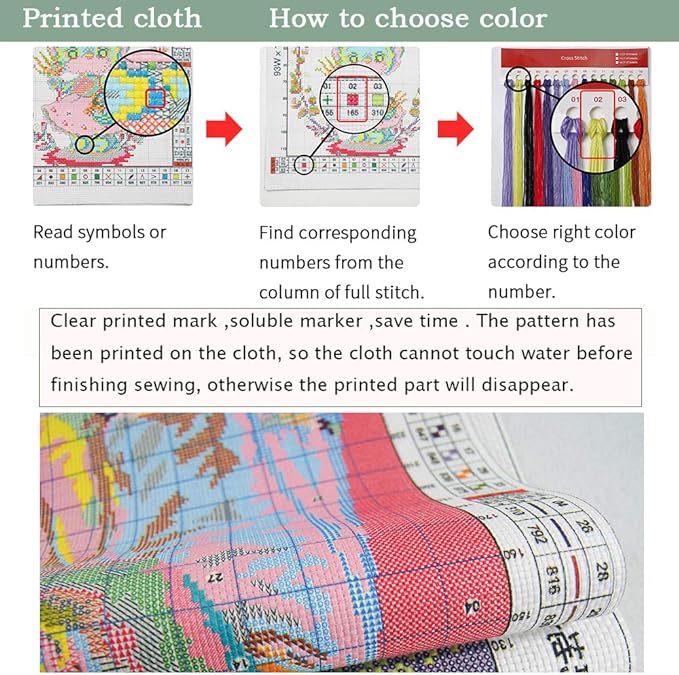 Threadhaven 16CT Stamped Cross Stitch Kit - Full Range Patterns for Adults, High - Definition Printing Embroidery Kit, Ideal for Beginners-Tiger 7 21.2''×15.3''