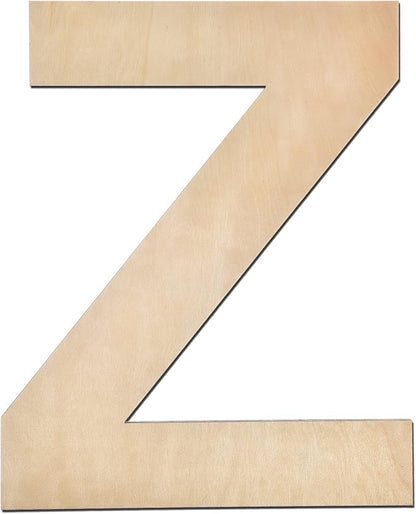 12 Inch Wooden Letter Z, 1/4 Inch Thick Large Unfinished Wood Letter for Home Wall Decor, DIY Crafts