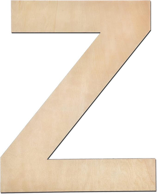 12 Inch Wooden Letter Z, 1/4 Inch Thick Large Unfinished Wood Letter for Home Wall Decor, DIY Crafts