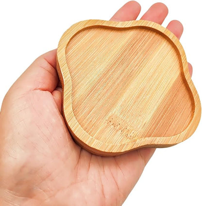 4PCS Mosaic Bamboo Coasters for Crafts, Blank Base Trays, Drinking Cup Coaster, Plant Coaster, Art Plate,DIY Mosaic Supplies (Four-Leaf Clover)