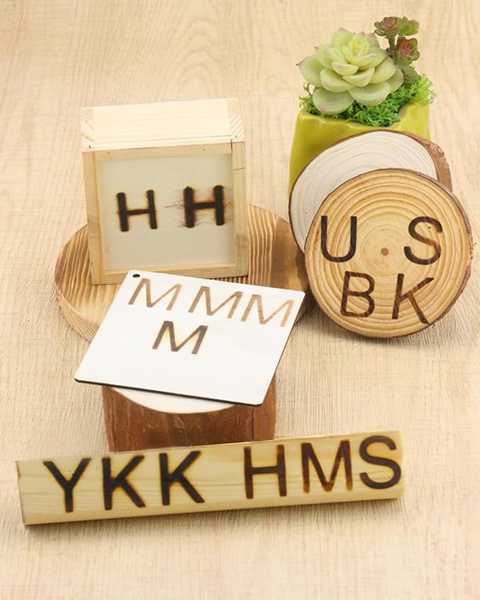 AIMOADO 1" 26Pcs Wood Burning Letter Kit, Wood Burning Letters for Wood Branding Leather Crafting, DIY Gifts for Christmas Wedding Birthday Beginners, with 100W Electric Branding Iron and Wood Handle