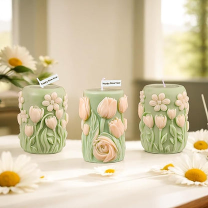 Tulip Flower Cylinder Flower Resin Mold - Resin Casting Silicone Molds for Home Decor & Candle Making Wave Spiral Mold