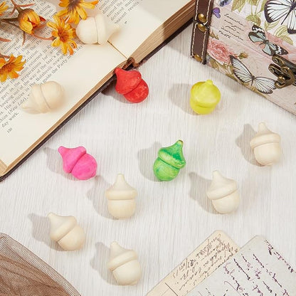 60PCS Unfinished Wooden Acorns Crafts 1" DIY Natural Wood Acorns Bulk Wooden Acorn Ornaments for Thanksgiving Christmas Fall Craft Supplies Party Home Decor Arts Crafts Projects
