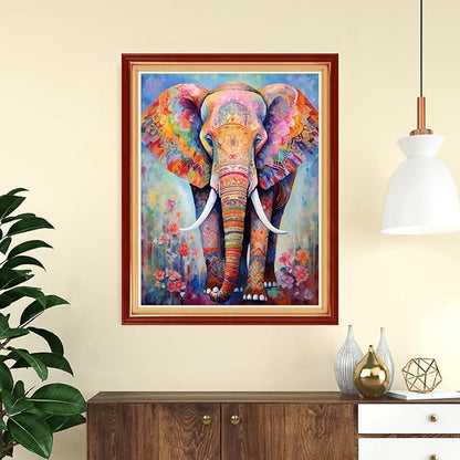 DMCVIVR Stamped Cross Stitch Kits for Adults Beginners Embroidery Kits 11CT Needlepoint Kits Cross Stitch Patterns Embroidery Patterns- Colorful Elephant 16x20 inch