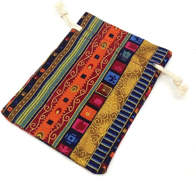 12pc Egyptian Style Jewelry Coin Pouches Aztec Print Drawstring Gift Bag Party Accessories Brocade Cotton Sachet Candy Present Pouch Travel Purse Ethnic (12)