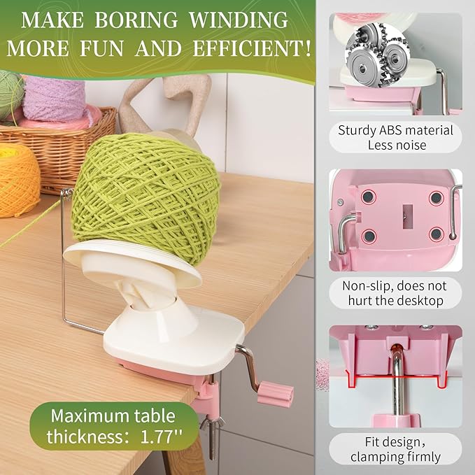 SPEENSUN Yarn Winder for Crocheting, Yarn Spinner, 3.5 OZ Easy-to-Install and Efficiently Yarns Cake Winder with Lower Noise for Yarns Below Size 5, Best for Crochet and Knitting Lover