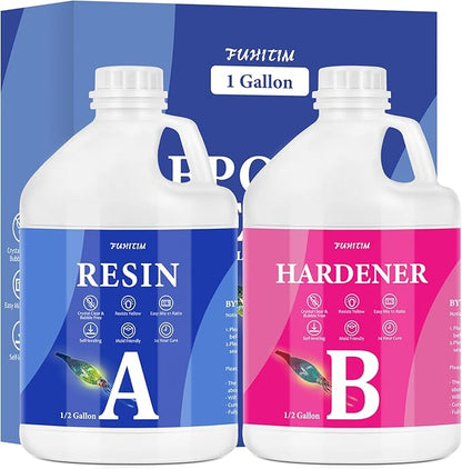 Epoxy Resin 1 Gallon - Crystal Clear Epoxy Resin Kit - Self-Leveling, High-Glossy, No Yellowing, No Bubbles, Perfect for Crafts, Table Tops, DIY 1:1 Ratio