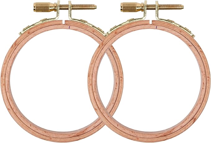 2 Pack 2.75'' Embroidery Hoop, Guofa 7CM Round Beech Wood Cross Stitch Hoops, Hanging Embroidery Frame Hoop for Decoration
