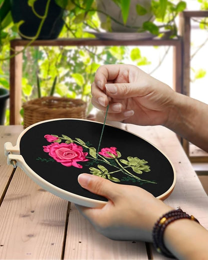 TINDTOP Embroidery Kit for Adult, Ribbon Embroidery Kit for Beginners for Craft Lover Hand Stitch with Embroidery Skill Techniques (Flowers)