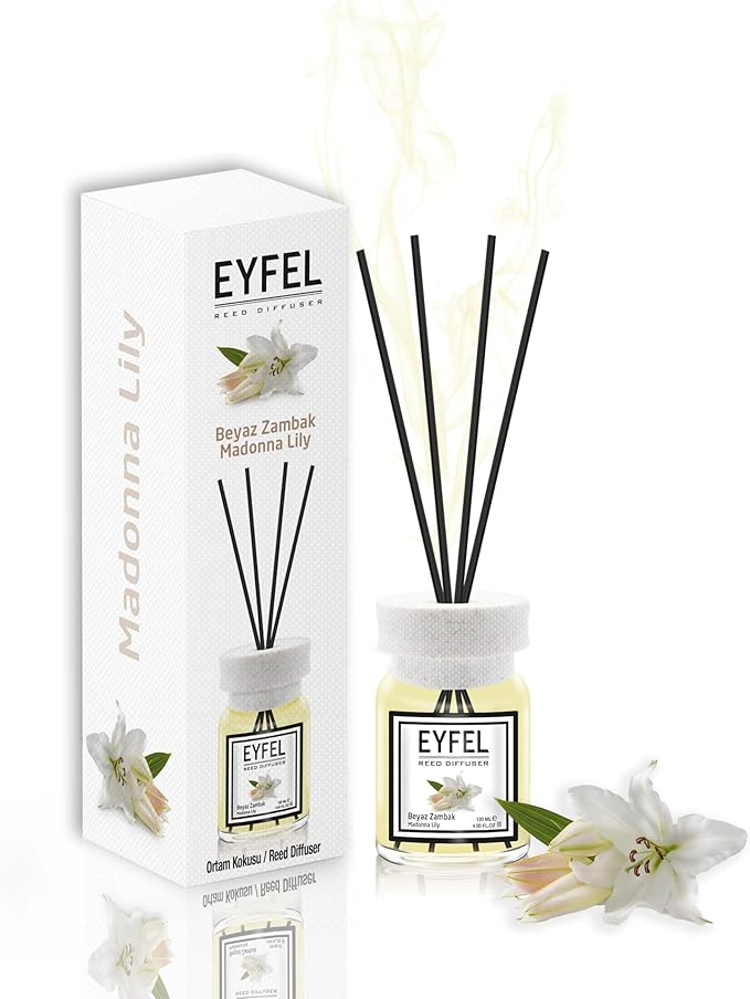 EYFEL Reed Diffusers for Home – White Lily Reed Diffuser Set 4.05 fl oz Oil Diffuser Sticks, Bathroom Diffuser, Home Fragrances, Scented Sticks, Home Décor