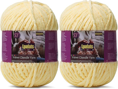 Baby Blanket Yarn for Crocheting - 2 Pack of 200g/7oz Chunky Chenille Yarn for Knitting Blankets Amigurumi - #6 Super Bulky - 348 Yards Soft Thick Plush Yarns (2, Goose Yellow)