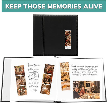 pbf Scrapbook Photo Album 12x12, Guest Book with Photo Insert, Black Scrap book with Plastic Sleeves & White Pages, Scrapbook Album for All Size Pictures, Memory Book, Wedding