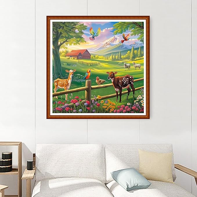 Joyhoor Stamped Cross Stitch Kits for Beginners Needlepoint Kits for Adults Embroidery Kits 11CT Counted Cross Stitch Kits Printed Embroidery Pattern-Outdoor Scenery 18x18 inchs