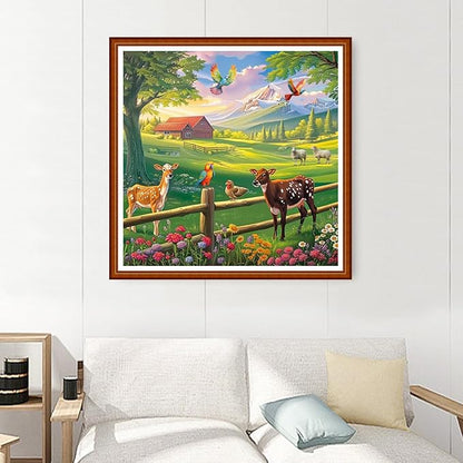 Joyhoor Stamped Cross Stitch Kits for Beginners Needlepoint Kits for Adults Embroidery Kits 11CT Counted Cross Stitch Kits Printed Embroidery Pattern-Outdoor Scenery 18x18 inchs