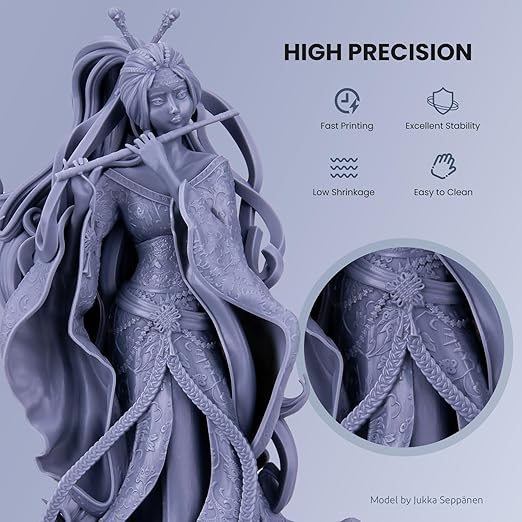 ELEGOO Water Washable 3D Printer Resin, 405nm UV Curing Photopolymer Resina for Mars Saturn Jupiter MSLA DLP LCD Impresora with Low Odor, 2000Gram Ceramic Grey