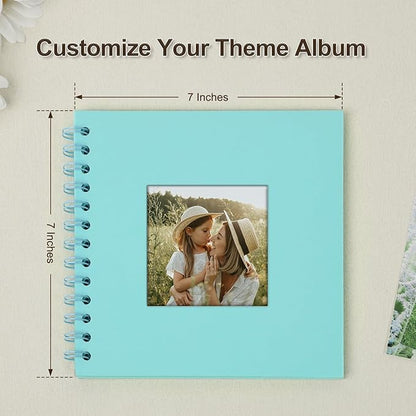 Scrapbook Album 7x7 Inches Photo Album Hardcover Kraft with Window Scrap Book Blank Memory Book for Baby Wedding Guest Book Couples Graduation Travel DIY Anniversary, 40 Pages LightBlue