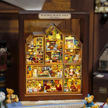 DIY Miniature House Kit, CUTEROOM Mini House Kit for Adult to Build, Wooden Dollhouse Making Kit with Furniture, Christmas Birthday Gifts