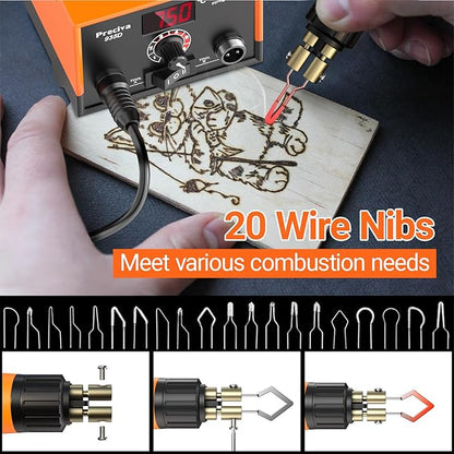 Preciva 935D Dual Pen Wood Burning Kit with Digital Display Wood Burning Tool with 2 Detachable Pens, 20 Wood burner Tips, Dual-Barrel Holder. Suitable for Pyrography, Leather Burning Kit