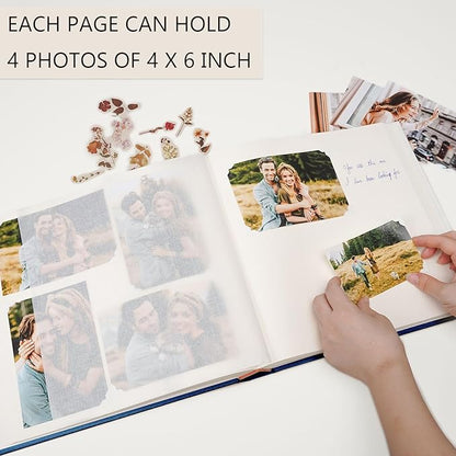 Vienrose Premium Scrapbook Photo Album with Writing Space 12"x12", DIY Scrapbook Album with 100 Pages, Large Photo Book for Baby Family Travel Vacation, Valentine Gift Navy Blue