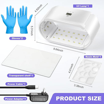 ENERFUN UV Light for Resin - Fast Curing UV Resin Light with Adjustable Time Setting Large Size 48W Two-Sided Portable Foldable UV Lamp with Silicone Mold Gloves