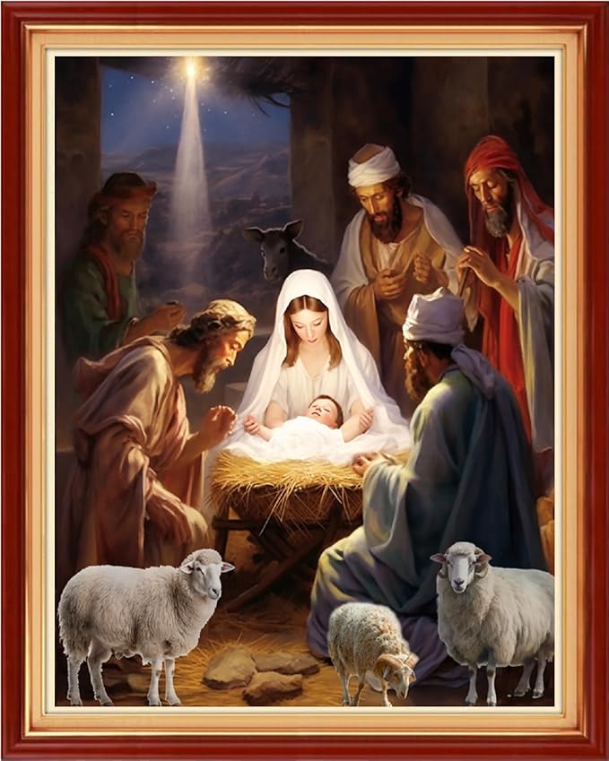 Funart Stamped Cross Stitch Kits for Beginners Full Range of Cross Stitching Preprinted Embroidery Kits for Adults, 11CT Embroidery Pattern Needlepoint Kits-Nativity 16x20 inchs