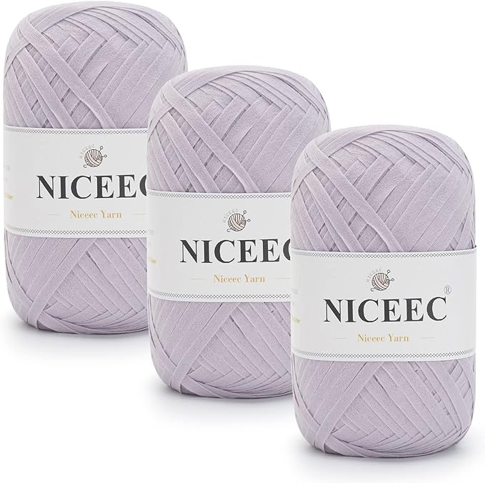 NICEEC 3 Packs Kraft Paper Yarn- Soft Raffia Ribbon Yarn for Crocheting & Knitting, Polyester, DIY Weaving - Total 474yds, 5.3oz - Wisteria