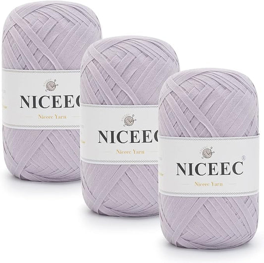 NICEEC 3 Packs Kraft Paper Yarn- Soft Raffia Ribbon Yarn for Crocheting & Knitting, Polyester, DIY Weaving - Total 474yds, 5.3oz - Wisteria