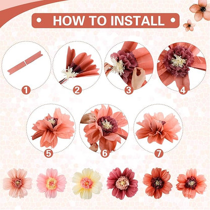 Crowye 24 Pcs Large Colorful Tissue Paper Flowers Decorations 20" Giant Fiesta Craft Crepe Paper Flowers for Wall Decor Backdrop Mexican Wedding Birthday Carnival Party (Vintage Color)