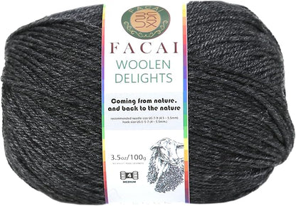 Facai Blend Merino Wool Yarn for Knitting - Worsted Weight,197yds (3.5oz) Ball, Ideal for Sweaters, Scarves, and Accessories (1, Dark Hemp Grey)