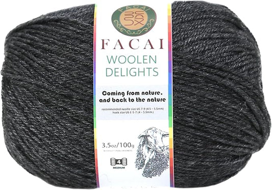 Facai Blend Merino Wool Yarn for Knitting - Worsted Weight,197yds (3.5oz) Ball, Ideal for Sweaters, Scarves, and Accessories (1, Dark Hemp Grey)