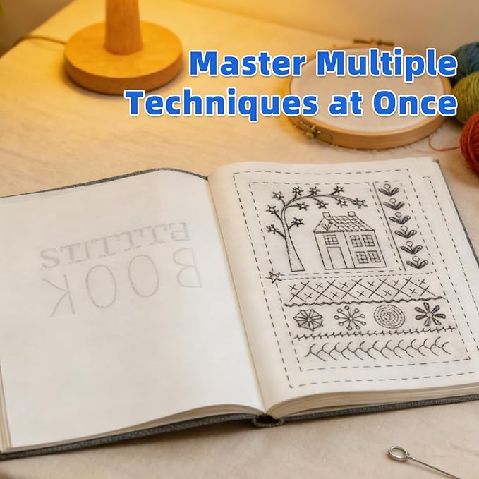 Nyrvexa 2026 New Embroidery Stitch Book Kit,Comes with a Complete Toolkit and Instructional Tutorial,Portable All Scenario Embroidery Stitch Book for Beginners and Enthusiast