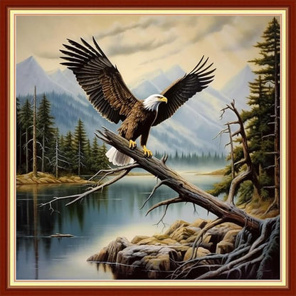 Dooxvey Cross Stitch Kits for Adults Stamped Full Range of Embroidery Starter Kits for Beginners 11CT Printed Cross Stitch Patterns Needlepoint Kits Stamped Crossstitch-Eagle Scenery 18x18 inch