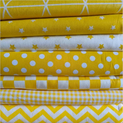 7Pcs 9.8"*9.8"(25cm*25cm) Cotton Fabric DIY Making Supplies Quilting Patchwork Fabric Fat Quarter Bundles DIY for Quilting Cotton Patchwork Cushions (Yellow Mix, 25 * 25cm)