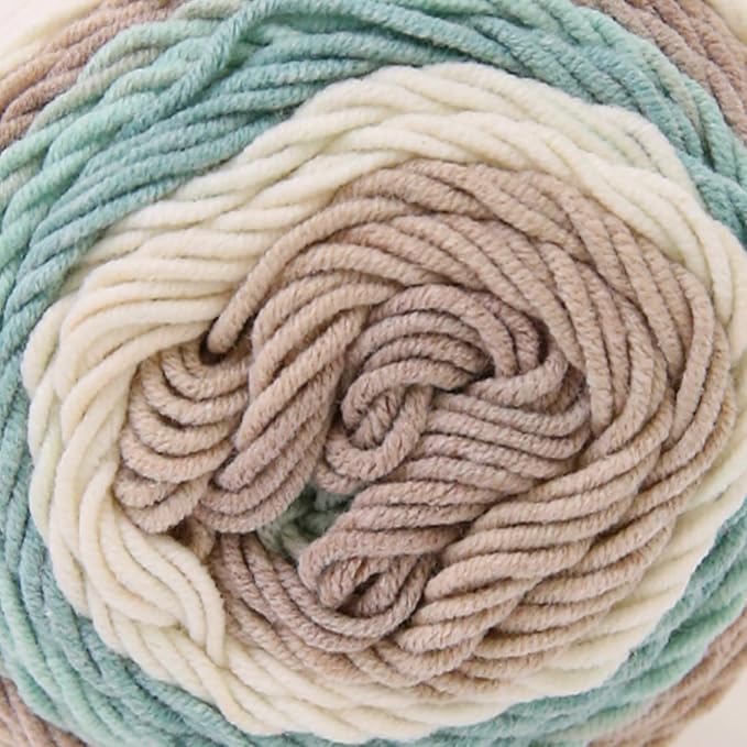 Franel Cotton Acrylic Yarn-45% Cotton 55% Acrylic, 2×100g, Earthy - Green Whisper: Gray, White, Light Blue - Green, Perfect for Crocheting Knitting Scarves Shawls Blankets Gradient Variegated Yarn
