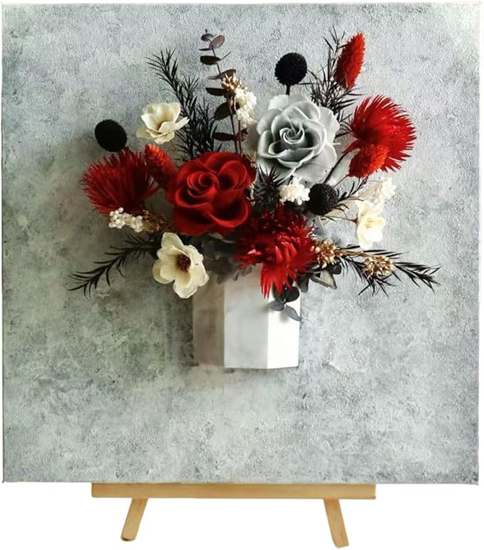 Artistic Oil Painting & Plaster Vase Set - DIY Dried Flower Holder, Separated Components for Easy Assembly, Decorative Wall Art & Textured Vase for Living Room, Bedroom, Office Home Table Decor (Y)