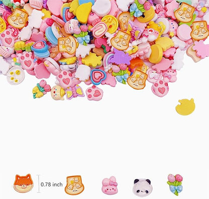60 Pcs Slime Charms Bulk DIY Craft Making Kit, Cute Flat Back Mixed Resin Charms for Crafts (Multicolored)